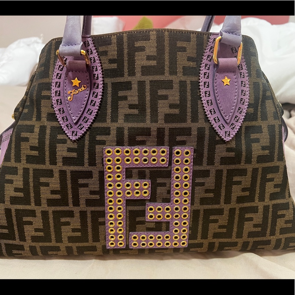 Fendi Du Jour Star Zucca Handbag Purple